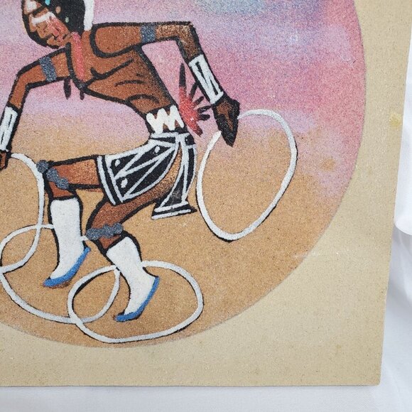 Native American Hoop Dancer Sand Art Painting On Wood Particle Board unsigned - Picture 6 of 10